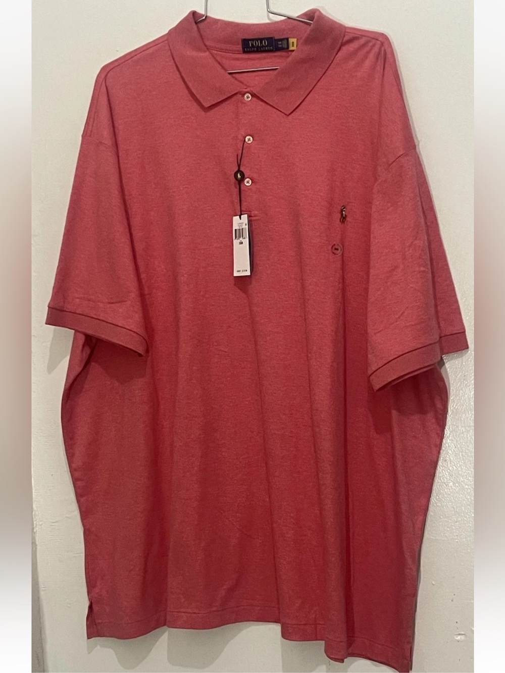 Polo Ralph Lauren Mens Big & Tall Polo Shirt Pink Heather Short Sleeve 5XB NWT